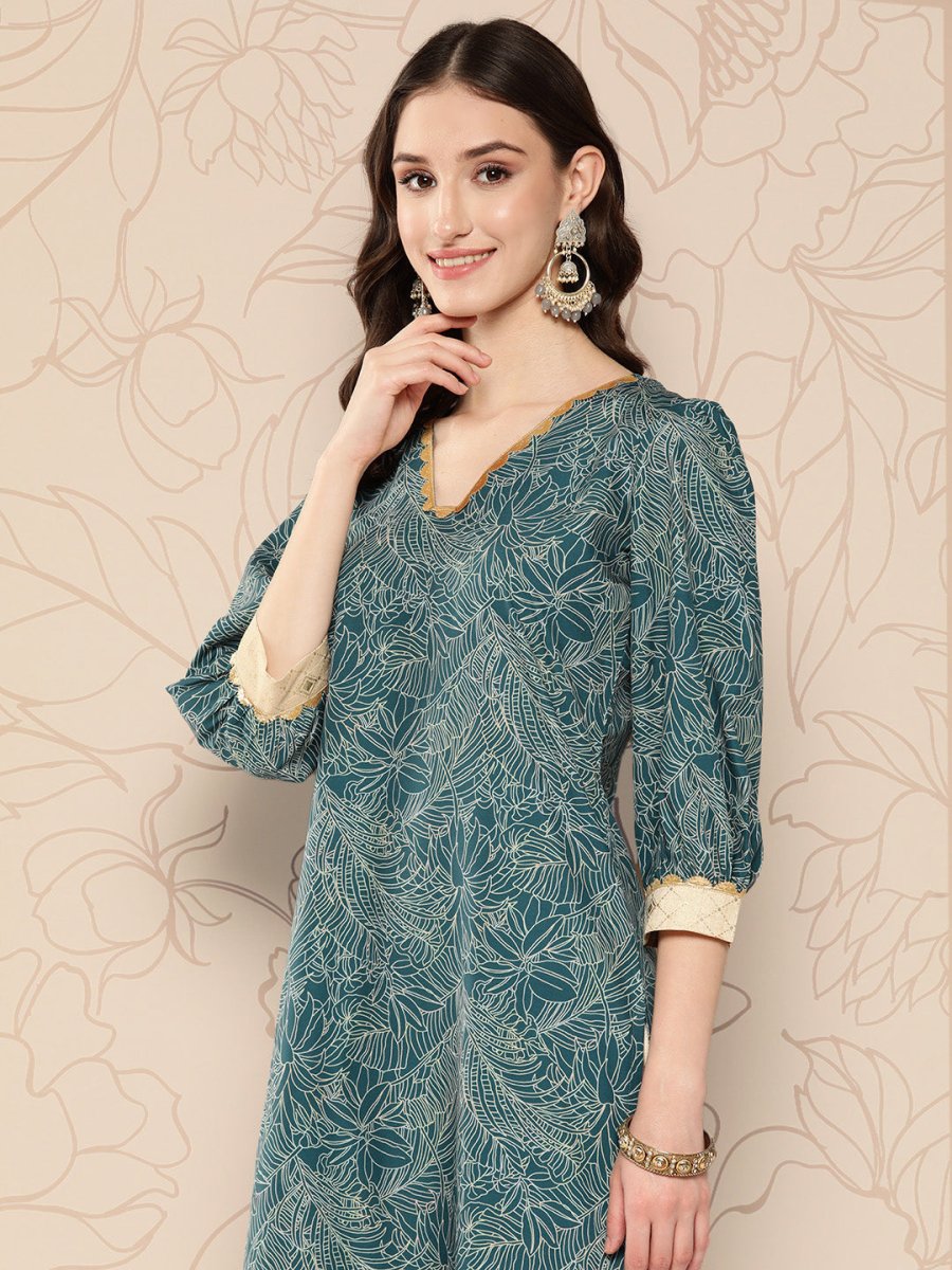 Ahalyaa Women Floral Printed Gotta Patti Crepe Kurta - Distacart