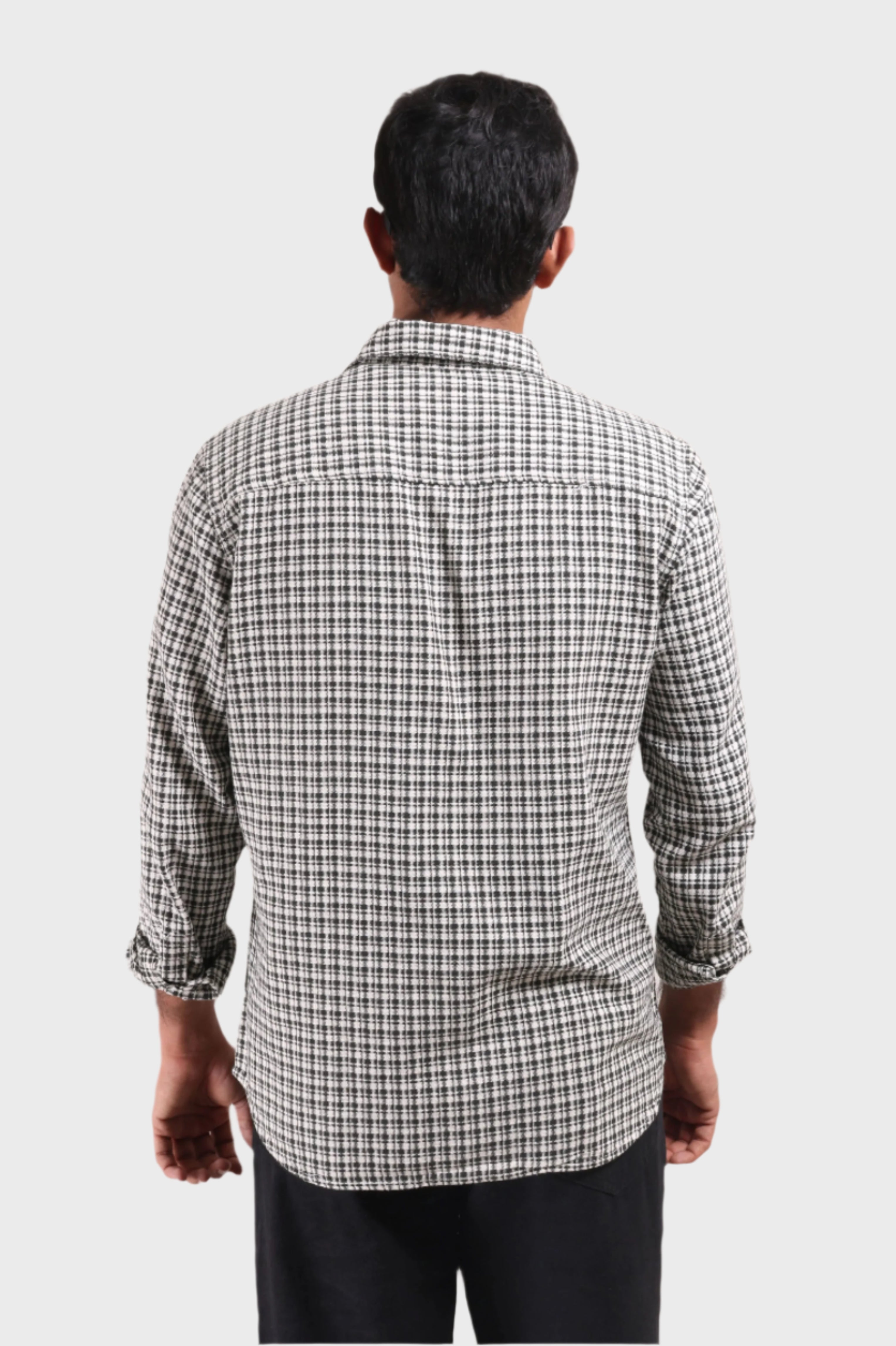 Xkind White Textured Checks Overshirt/ Shirt