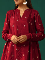 Thumbnail for trueBrowns Maroon Diamond Viscose Silk Relaxed Co-ord Set - Distacart