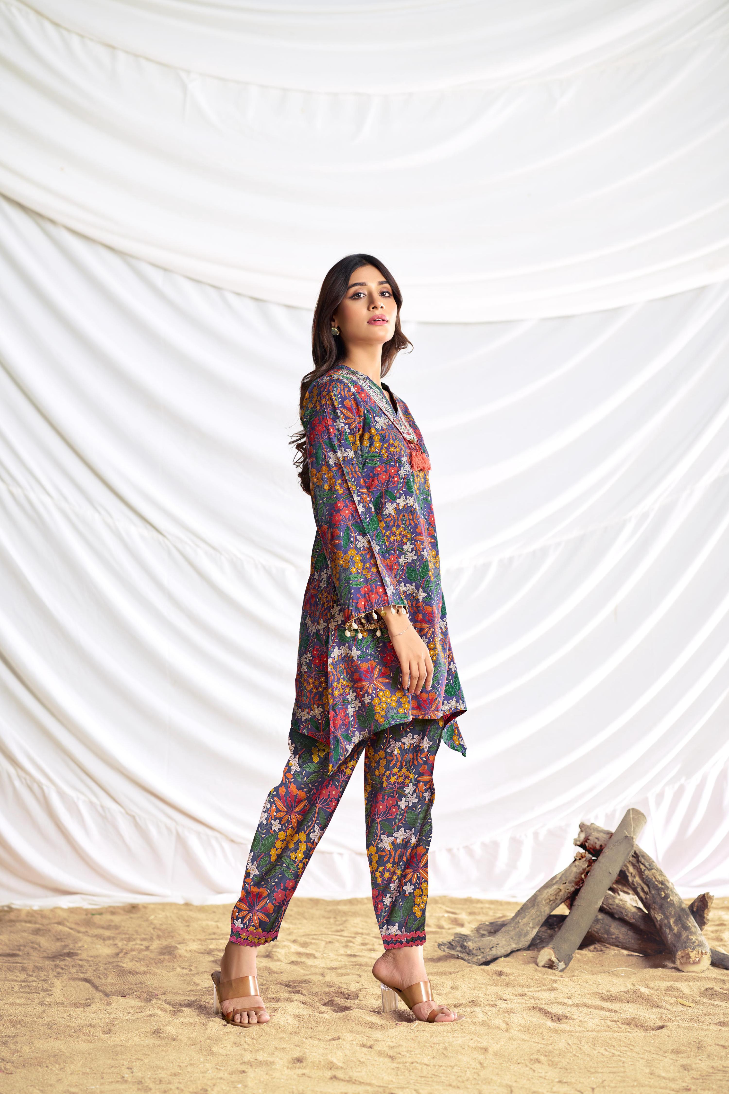 BulBul Dharvi Chanderi Blue Co-Ord Set