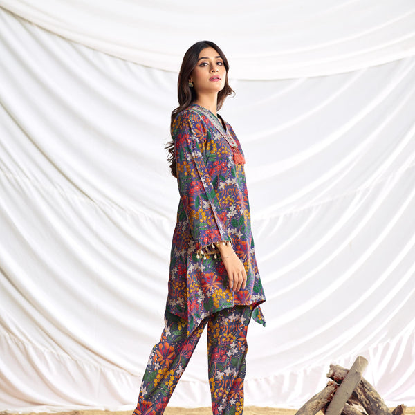 BulBul Dharvi Chanderi Blue Co-Ord Set
