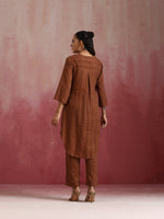 Thumbnail for trueBrowns Brown Cotton Dobby Kurta Co-ord set