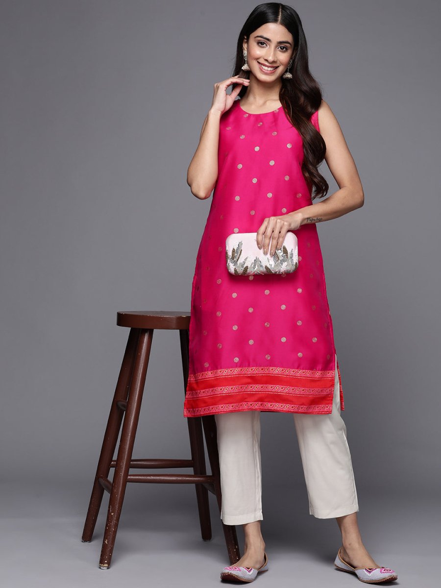 Ahalyaa Women Pink Geometric Printed Kurta - Distacart