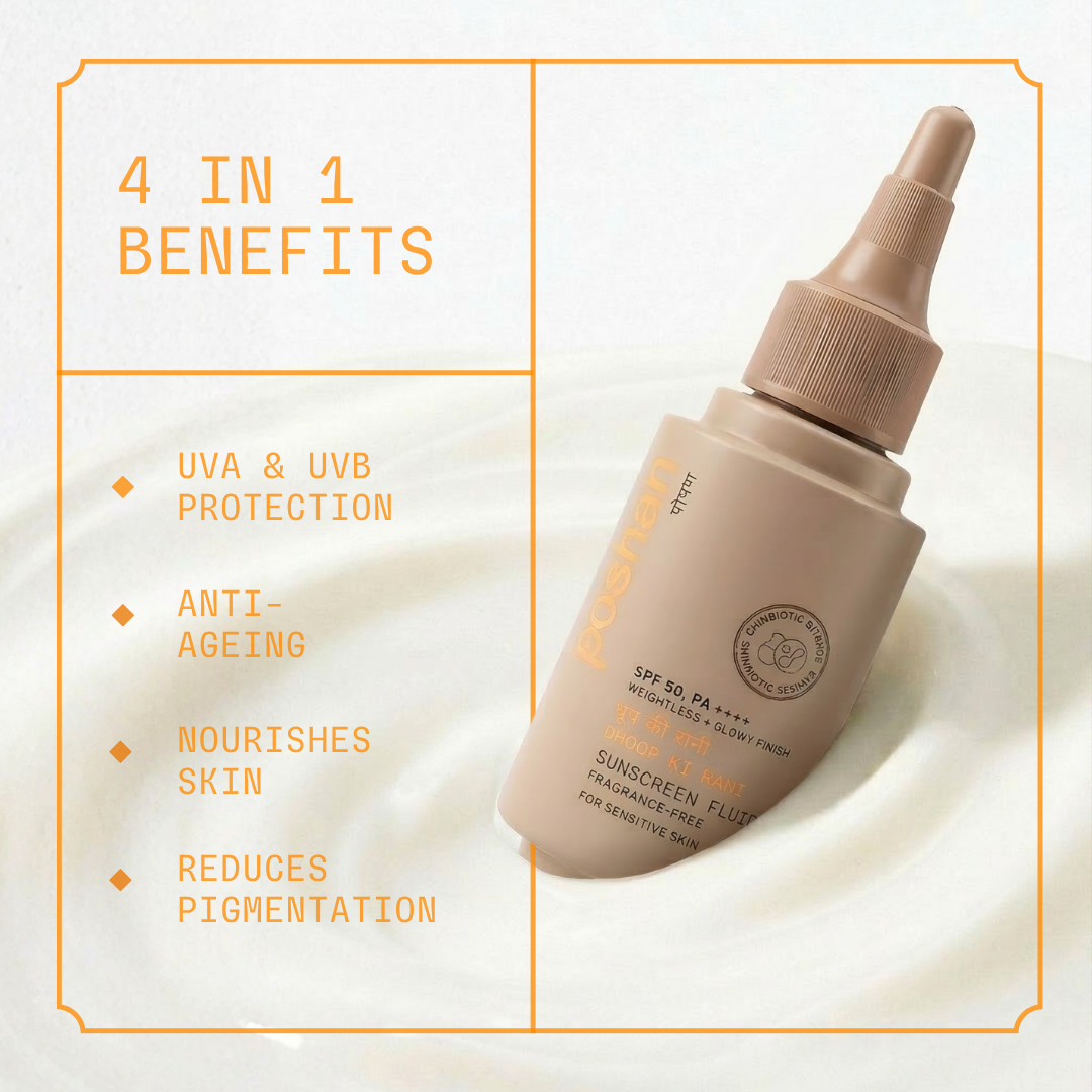 Poshan Skincare Dhoop Ki Rani Spf 50+ Sunscreen Fluid - Dista