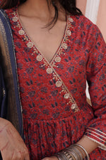 Thumbnail for BulBul Inayat Chanderi Red Kurta Set with Dupatta
