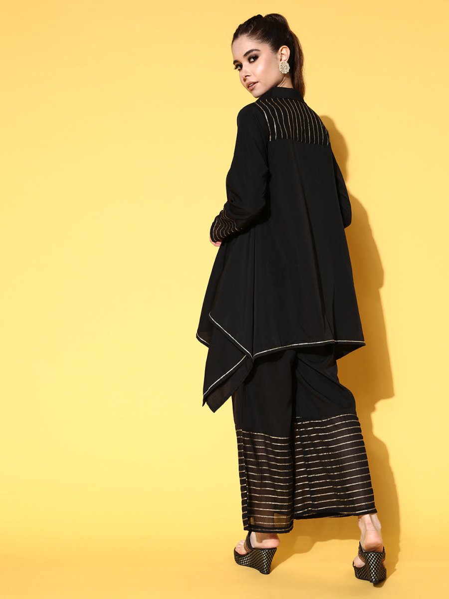 Ahalyaa Women Black Printed Tunic With Palazzos - Distacart