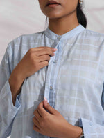 Thumbnail for trueBrowns Blue Cotton Check Shirt Top Co-ord Set