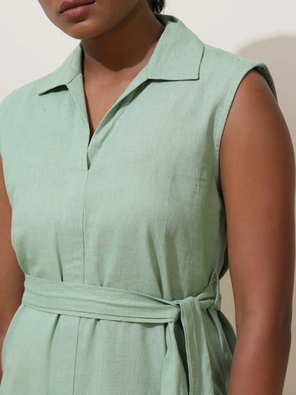 trueBrowns Mint Green Cotton Linen Co-Ord Set - Distacart