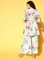 Thumbnail for Ahalyaa Women Floral Printed Pleated Kurti with Sharara - Distacart
