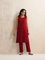 Thumbnail for trueBrowns Maroon Kashmiri Woollen Jacket 3pc Set
