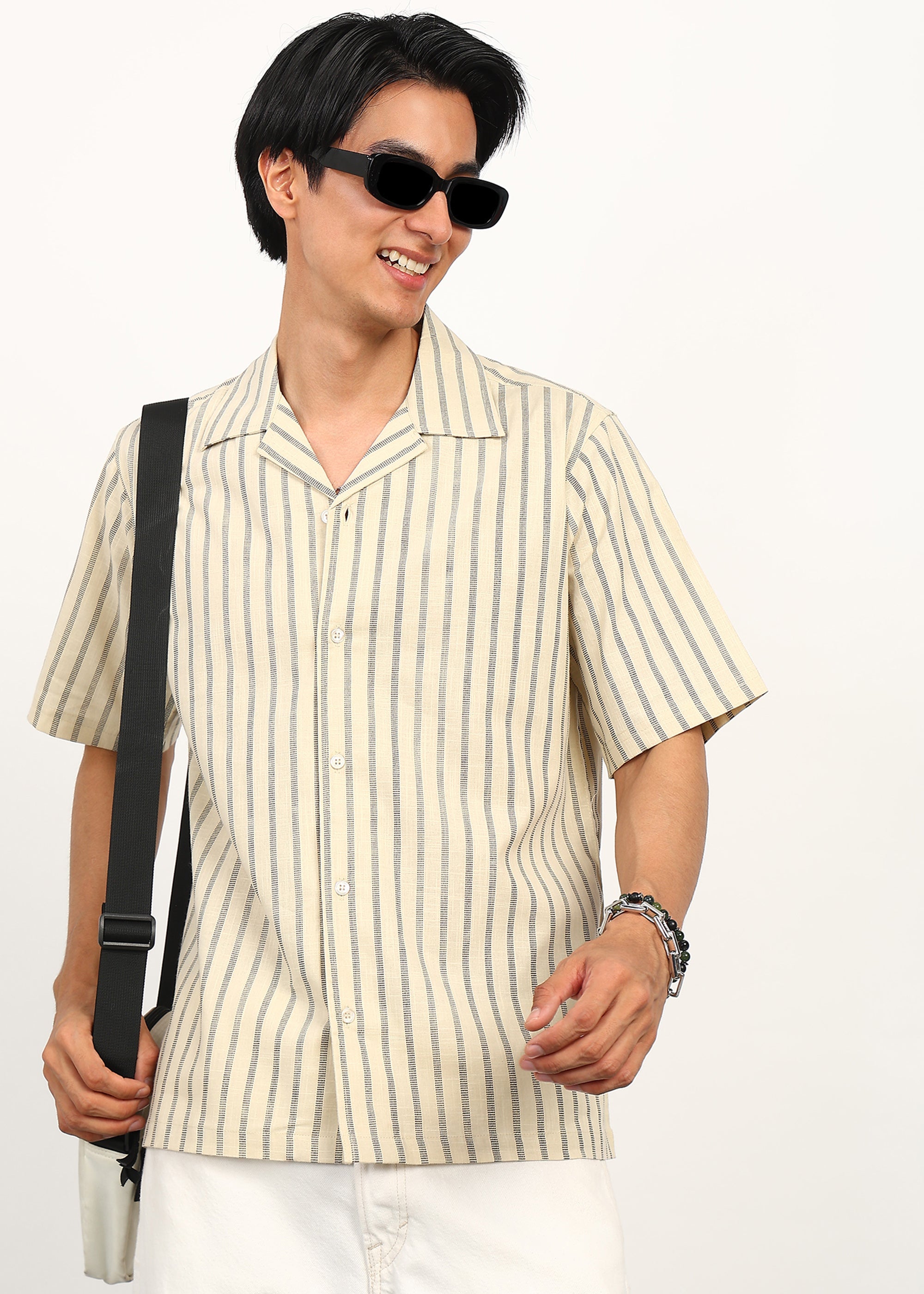 Fabmade Ivory Stripe Calm Shirt - Distacart