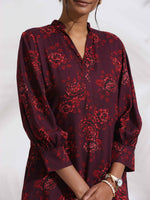 Thumbnail for trueBrowns Purple Floral Print Kurta Set