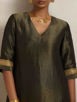 Thumbnail for trueBrowns Olive Green Tissue Sharara Set