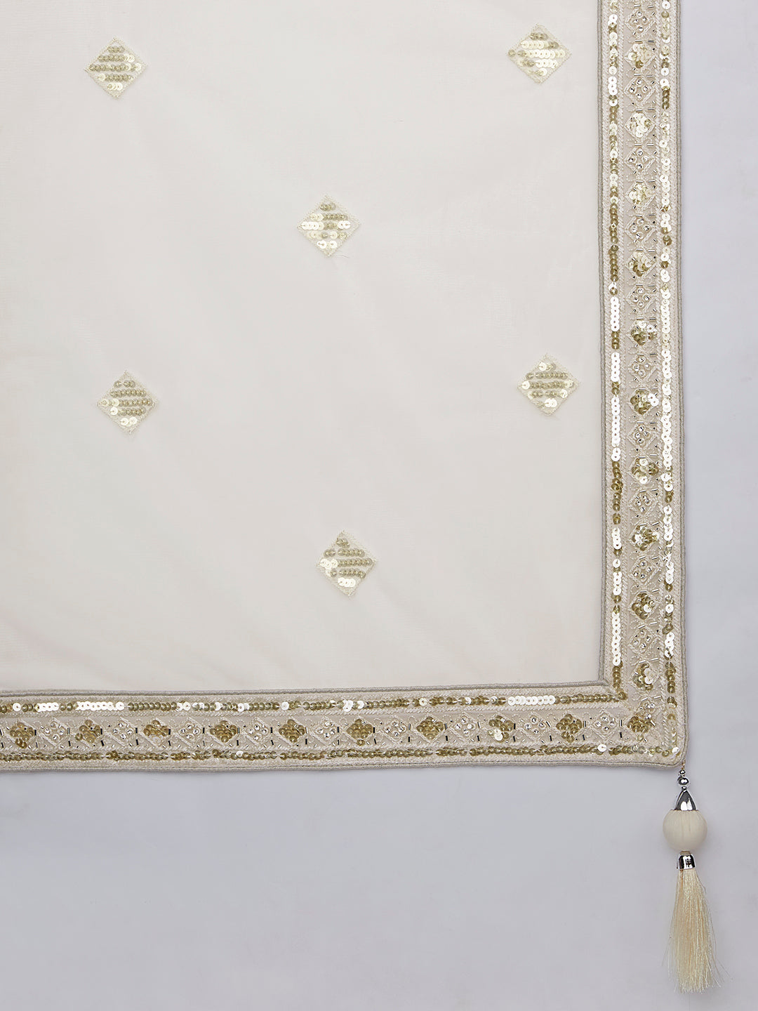 House of Panchhi Cream Net Cutdana, Sequins And Zarkan Embroidery Lehenga Choli & Dupatta - Distacart
