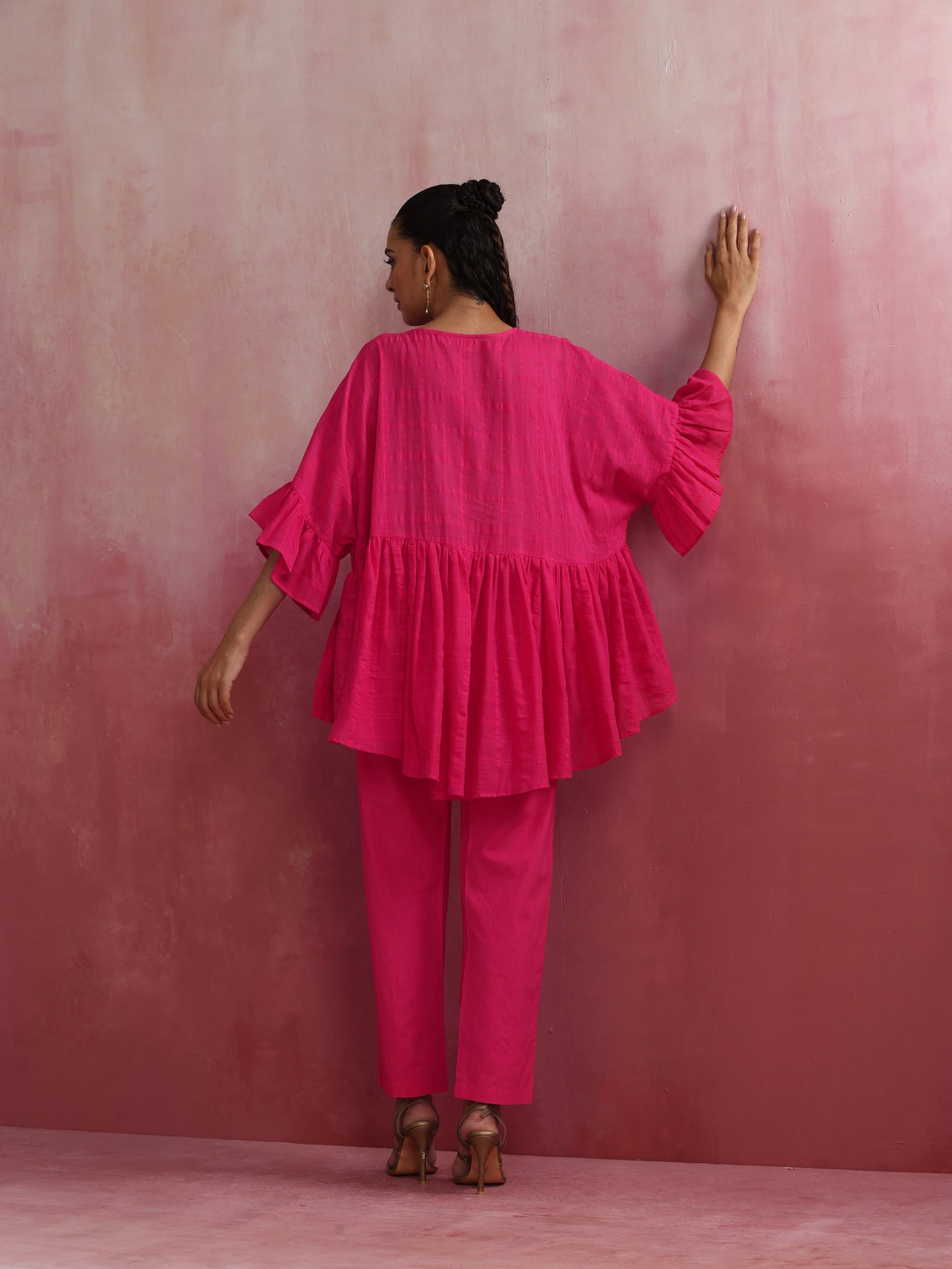 trueBrowns Pink Cotton Dobby Co-ord set - Distacart
