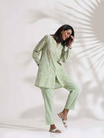 Thumbnail for trueBrowns Green Cotton Floral Embroidered Co-ord Set