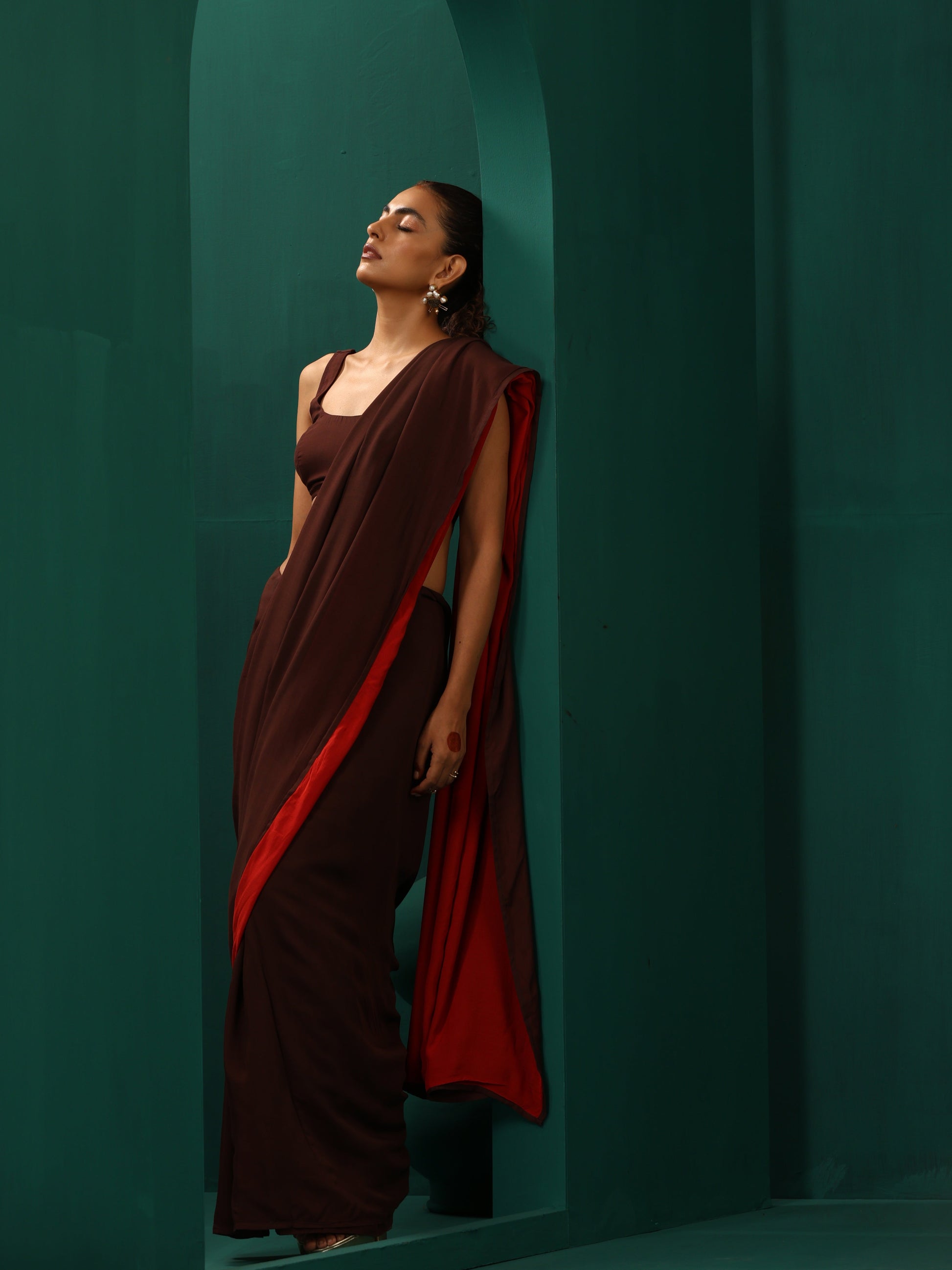 trueBrowns Cola Muslin Silk Ready to Wear Saree - Distacart