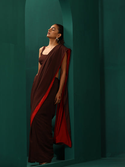 trueBrowns Cola Muslin Silk Ready to Wear Saree - Distacart