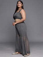 Thumbnail for Ahalyaa Plus Size Ethnic Printed Chiffon Wrap Tunic with Sharara - Distacart