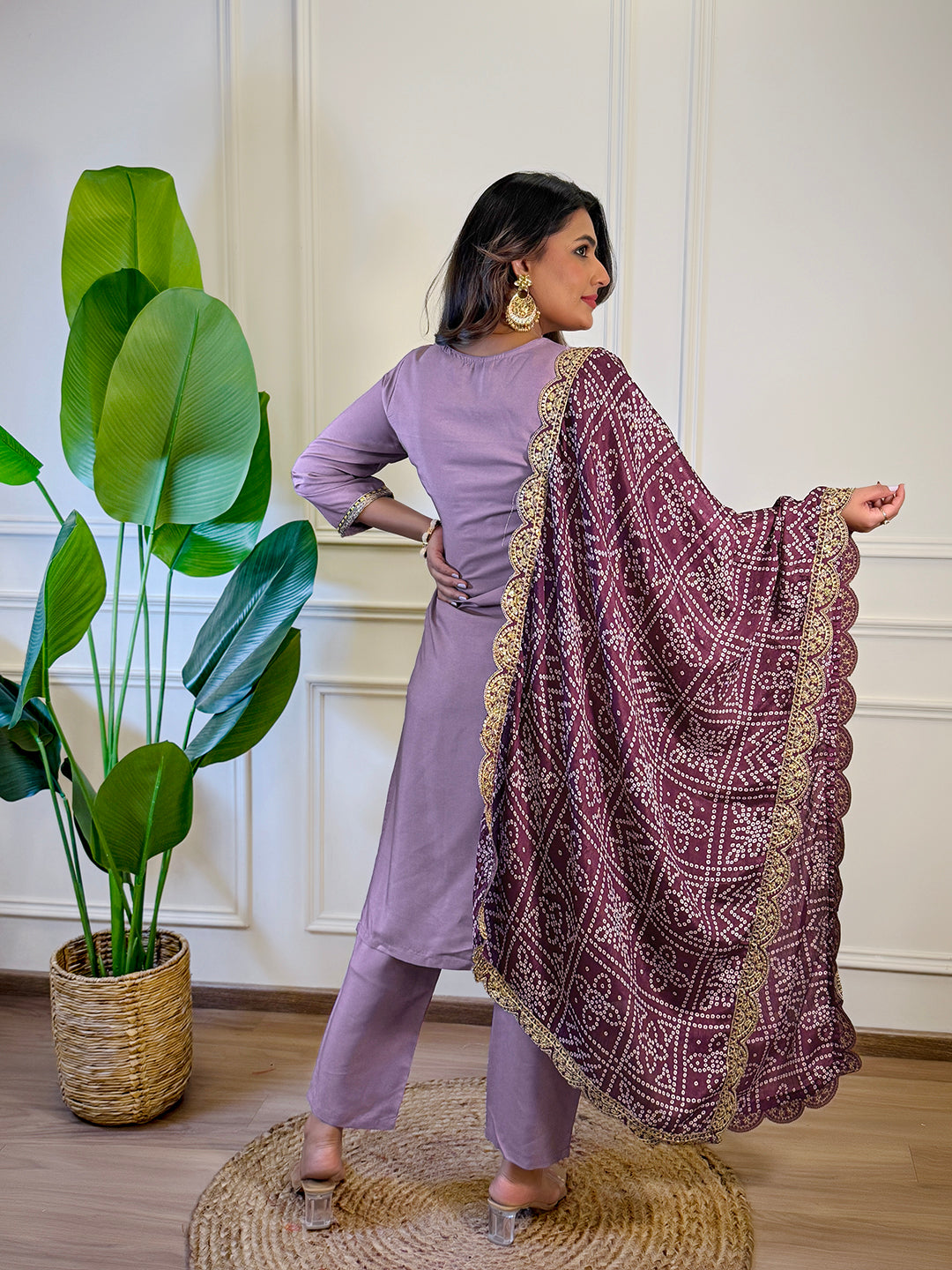 The52 Women's Gorgeous Viscose Embroidery Straight Kurta with Pant And Dupatta Set