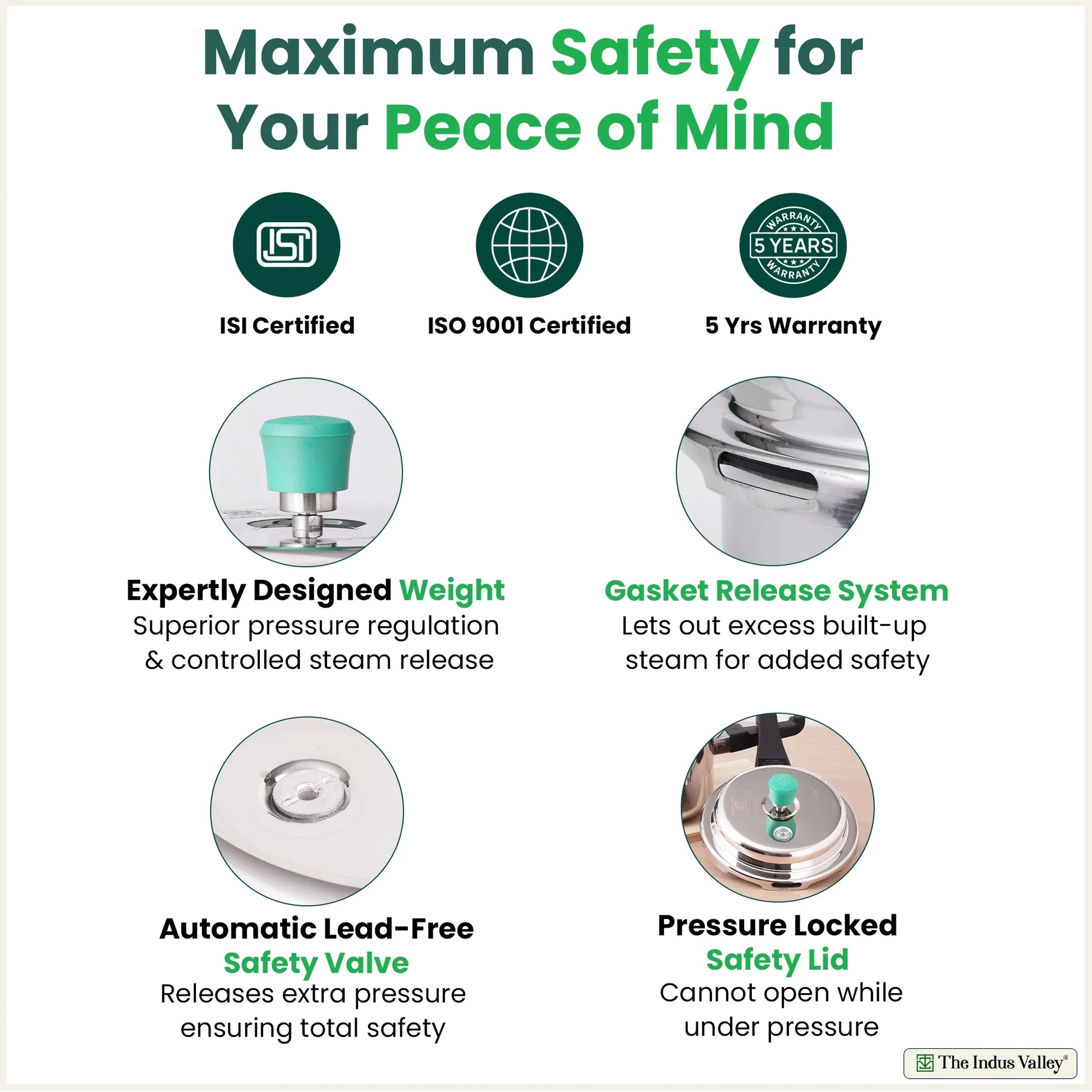 The Indus Valley RapidCuk Tri-ply Stainless Steel Pressure Cooker, Premium Quality, 3 Layer Thick Body, Heavy Bottom, 100% Safe, ISI Certified, Induction & Gas, 2/3/5L - Distacart