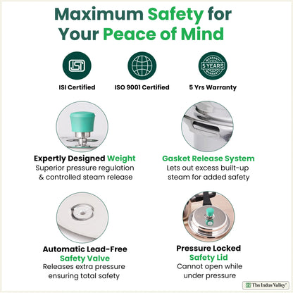The Indus Valley RapidCuk Tri-ply Stainless Steel Pressure Cooker, Premium Quality, 3 Layer Thick Body, Heavy Bottom, 100% Safe, ISI Certified, Induction & Gas, 2/3/5L - Distacart