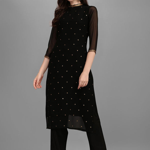 Kalini Floral Embellished Regular Straight Kurta With Trousers - Distacart