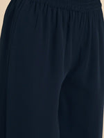 Thumbnail for Anouk Women Navy Blue Chikankari Embroidered Kurta with Palazzos - Distacart