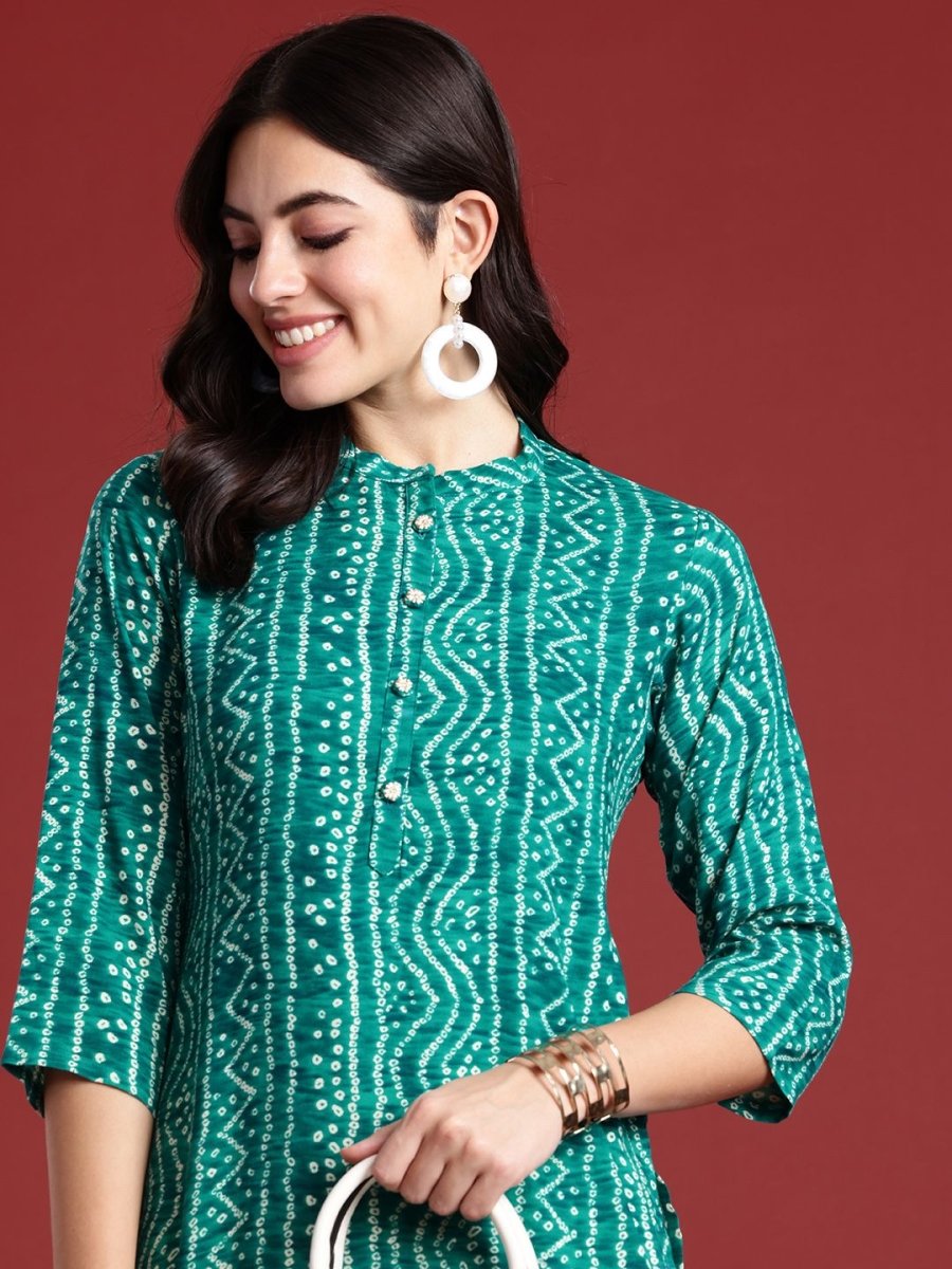 Anouk Bandhani Dyed Kurta - Distacart