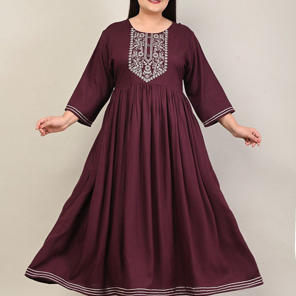 Swasti Plus Size Ethnic Embroidered Maxi Fit & Flare Ethnic Dress - Distacart
