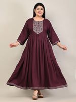 Thumbnail for Swasti Plus Size Ethnic Embroidered Maxi Fit & Flare Ethnic Dress