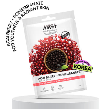 Nykaa Green Tea + Aloe Vera Sheet Mask For Hydrated Skin - Formulated in Korea - For All Skin Types - Acai Berry + Pomegranate