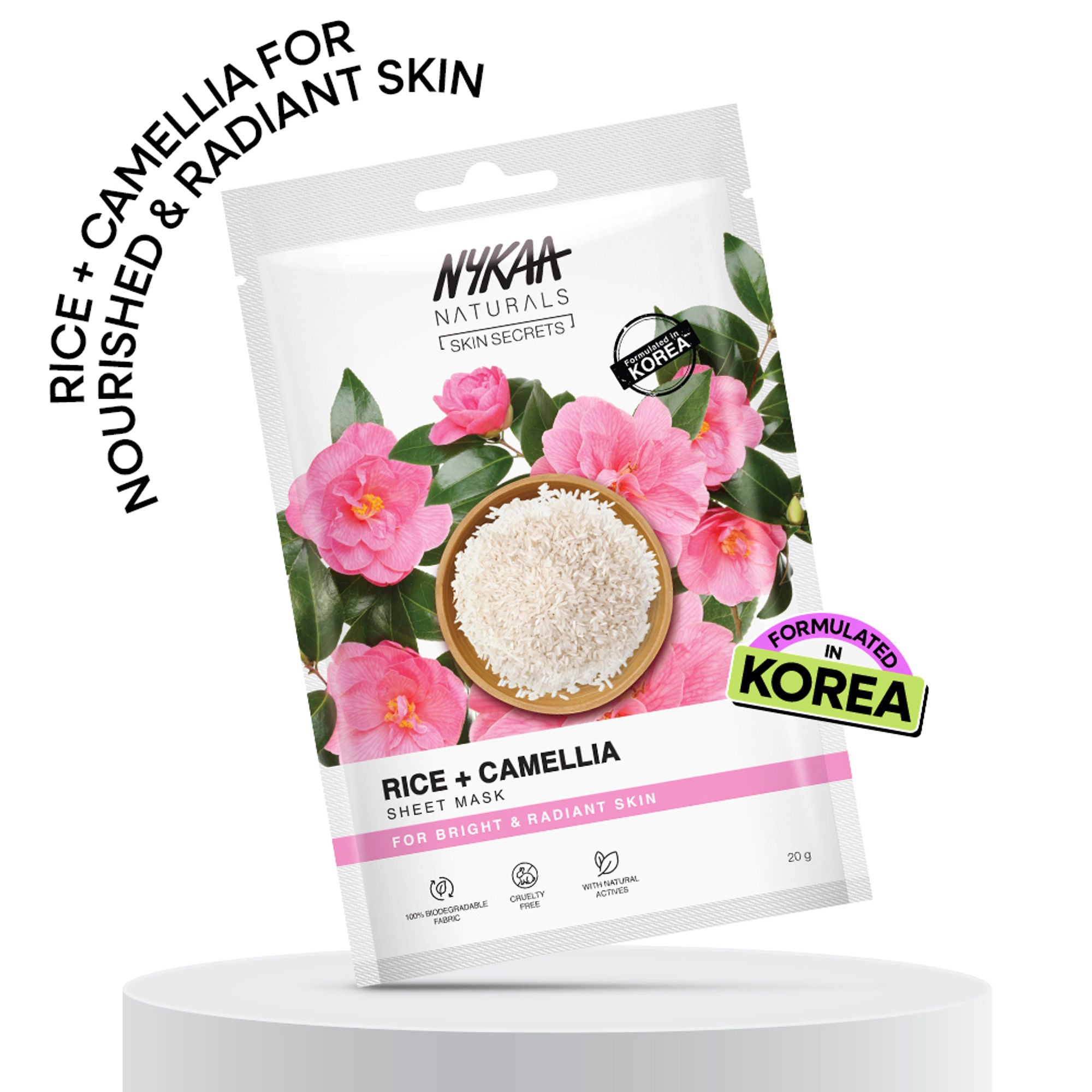Nykaa Green Tea + Aloe Vera Sheet Mask For Hydrated Skin - Formulated in Korea - For All Skin Types - Rice + Camelia