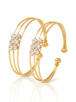 Thumbnail for NVR Women Set of 2 Gold Plated CZ Stone Adjustable Bangle - Distacart