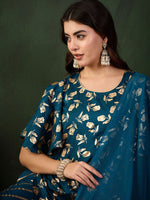 Thumbnail for Sangria Embroidered Kurta & Palazzo With Dupatta
