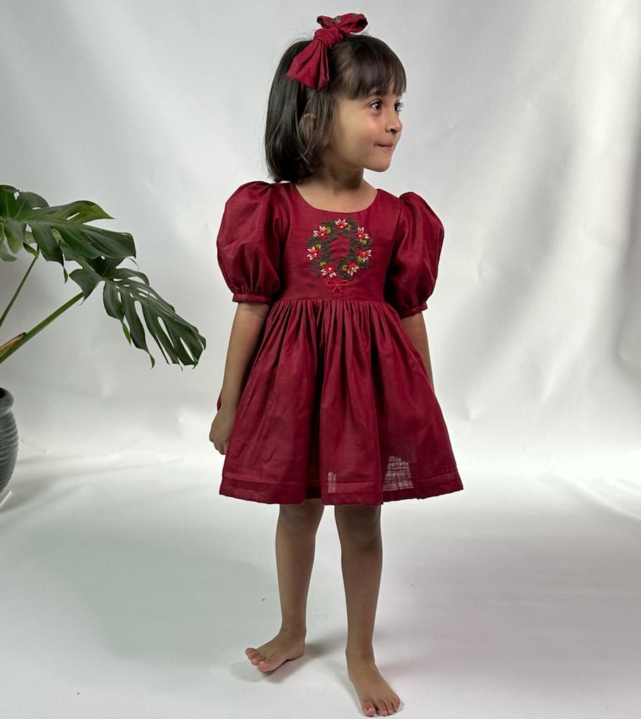 ArthLife Maroon Wreath Partywear Dress - Distacart