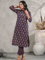 Thumbnail for Anubhutee Ethnic Motifs Printed Shirt Collar Pure Cotton Kurta with Trousers - Distacart