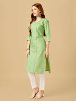 Thumbnail for Jyoti Fashion Women's Lime Green Cotton Blend Embroidered Kurta Pant Set - Distacart