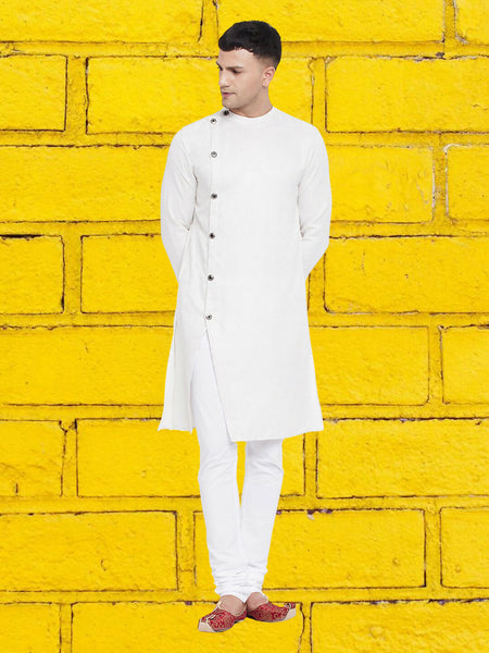 Even Apparels Men's Asymetrical White Sherwani Kurta - Distacart