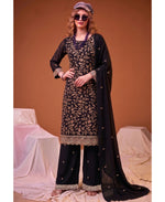 Thumbnail for KC Black Straight Suit For Women Georgette Fabric - Dista