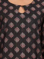 Thumbnail for Ode by House of Pataudi Keyhole Neck Printed Regular Chanderi Silk Straight Kurta Set - Distacart