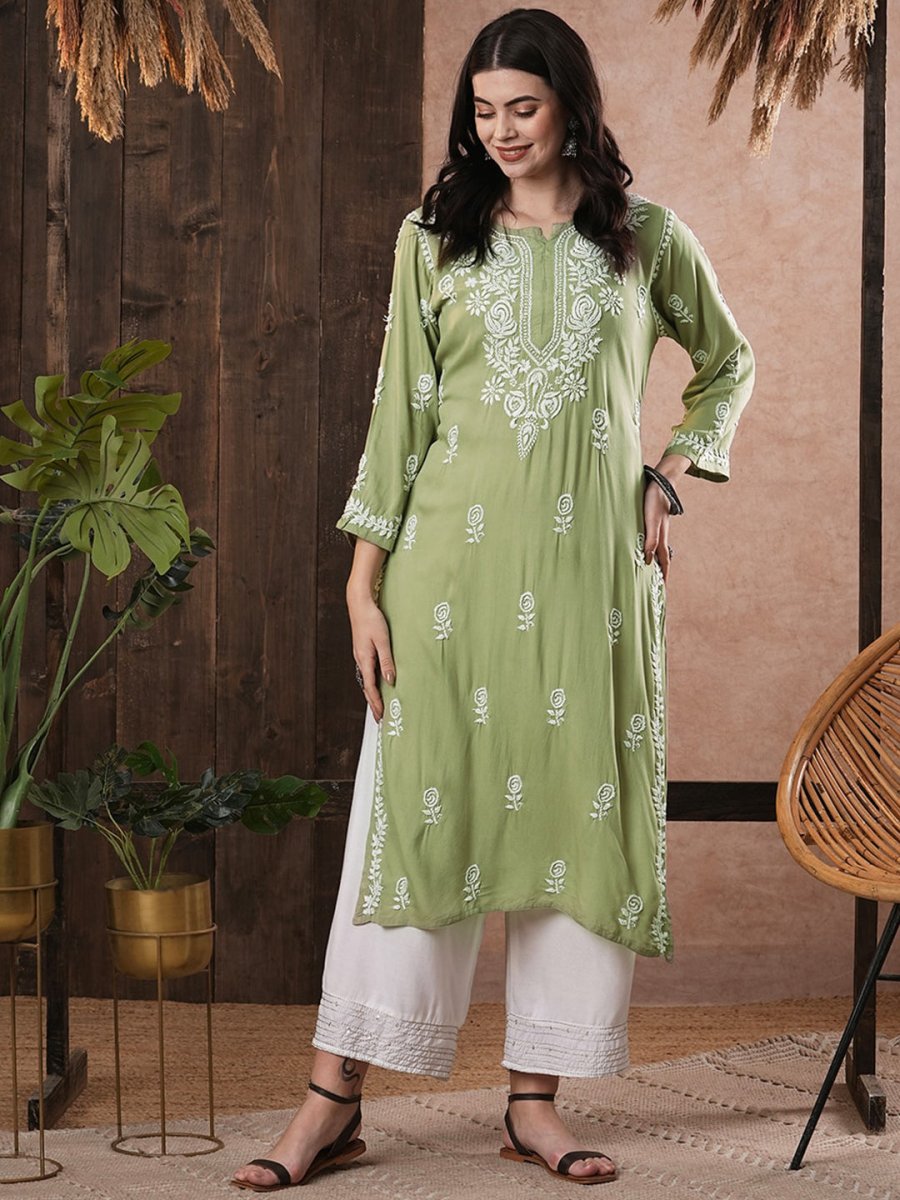 ADA Women Ethnic Motifs Embroidered Flared Sleeves Kurta - Distacart