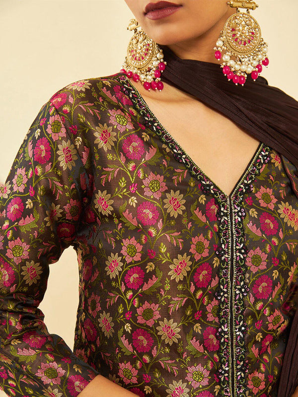 Soch Floral Printed Regular Kurti With Skirt & Dupatta - Distacart