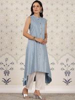Thumbnail for Ode by House of Pataudi Ethnic Motifs Printed Mandrain collar A-Line Kurta - Distacart