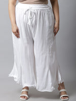 Thumbnail for TAG 7 Women White Plus Size Flared Ethnic Palazzos - Distacart