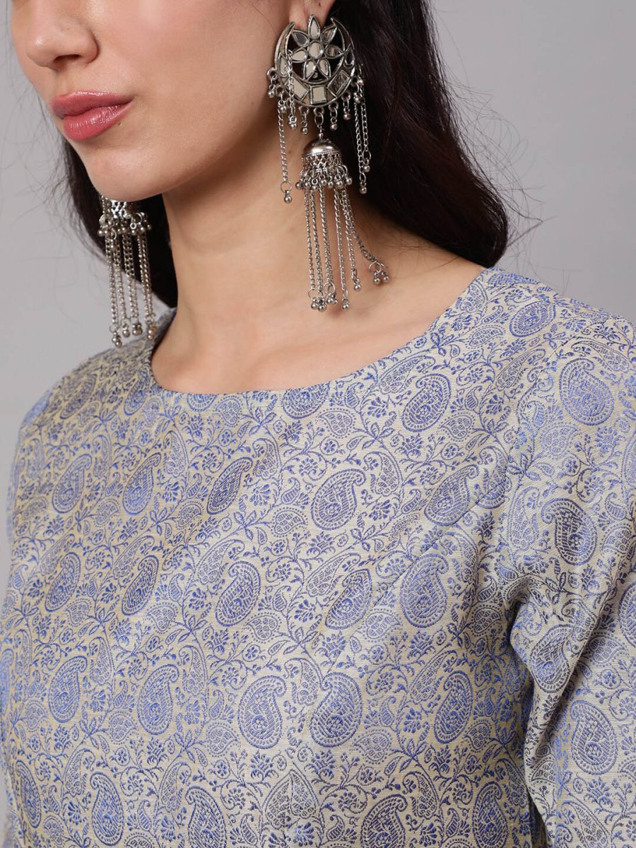 Aks Ethnic Motif Woven Design Jacquard A-Line Kurta - Distacart