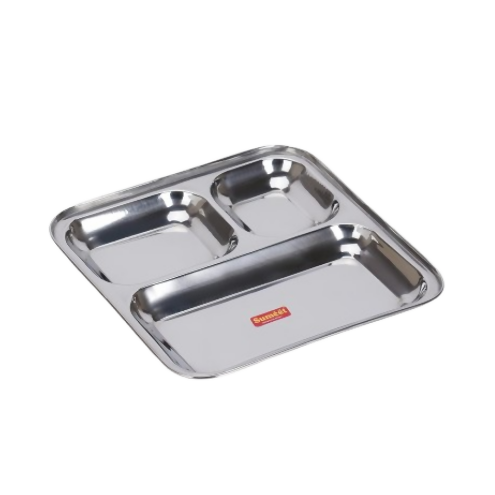 Sumeet Stainless Steel 3 in 1 Idli Wada Compartment plate - Small - Dista