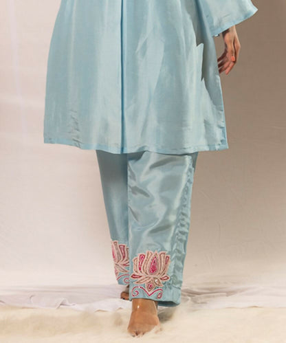 Timaraa Azure Lotus – Handcrafted Upada Silk Co-Ord Set - Dista