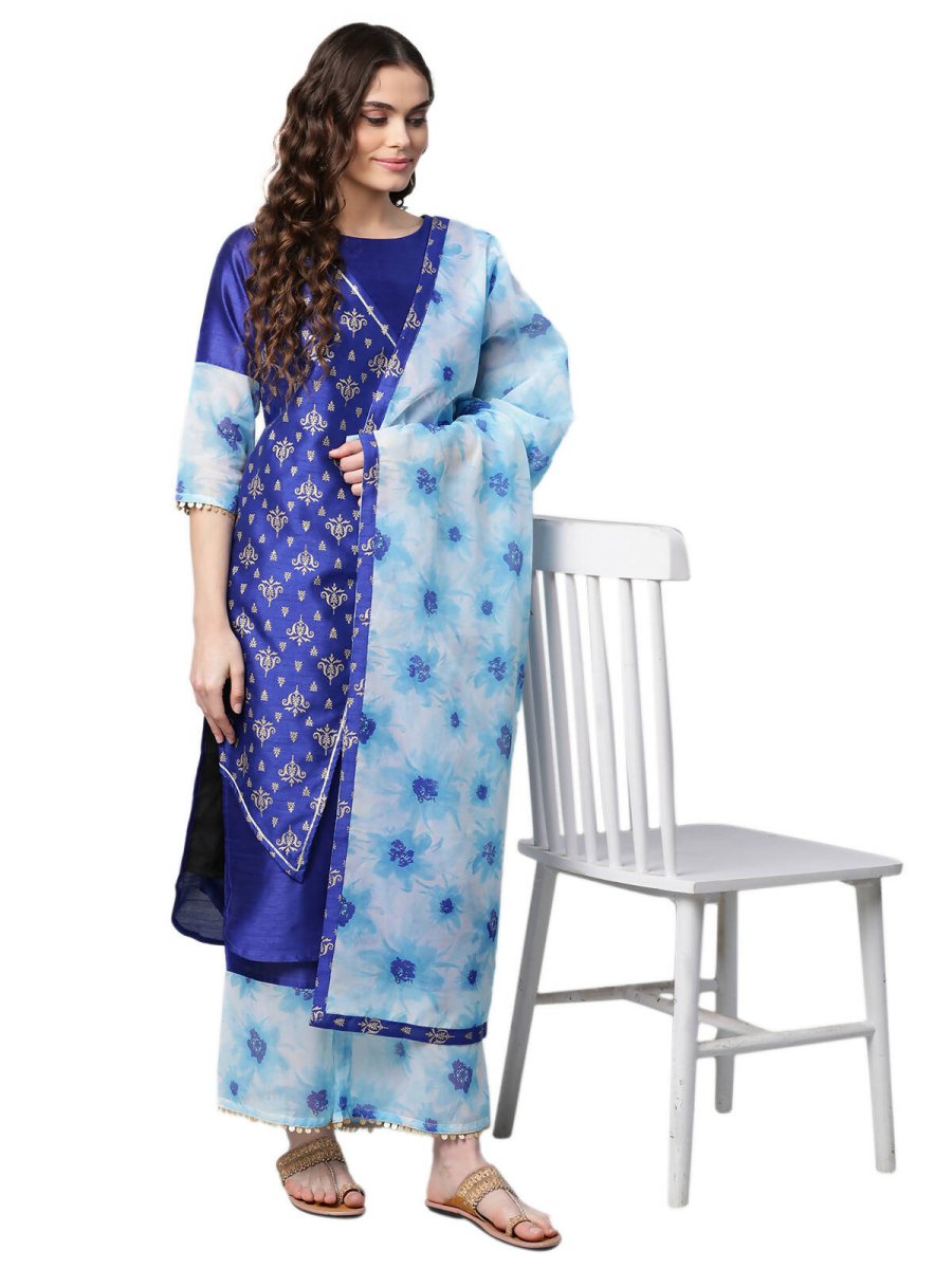 Ahalyaa Women's Traditional wear Kurta Set - Royal Blue - Distacart