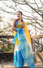 Thumbnail for Exclusive Collection Yellow Blue Beautiful Super Soft Most Comfortable Pure Mul Cotton Saree